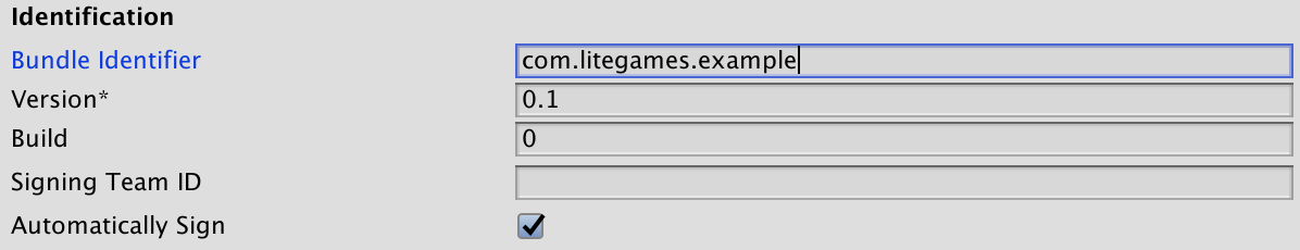 Unity Editor Player Settings for iOS